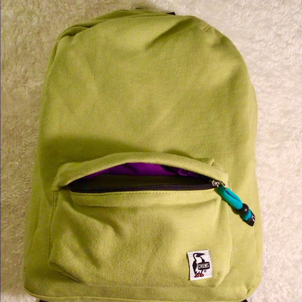 Unisex lime green CHUMS backpack (15 x 18) - Picture 5 of 8